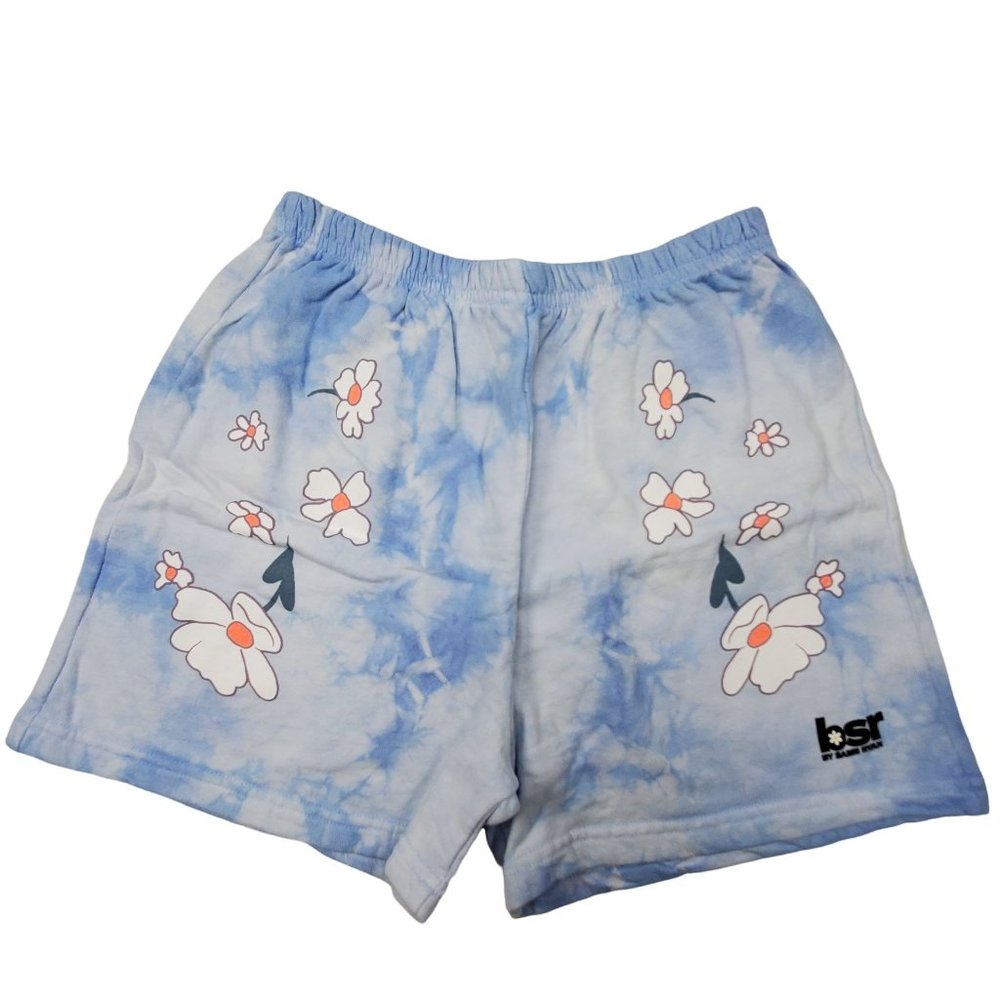 BSR by Samii Ryan Womens shorts sz S Blue tie dye with white flowers NEW